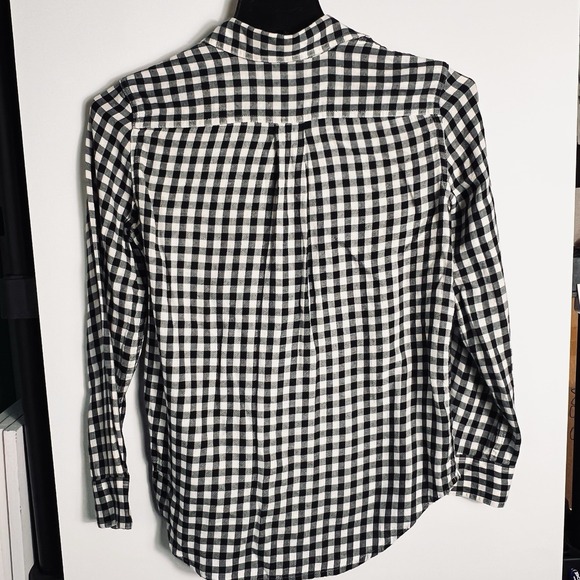 Chaps Womens Sm Black White Gingham Check Flannel Button Down Shirt 100% Cotton - Picture 3 of 7